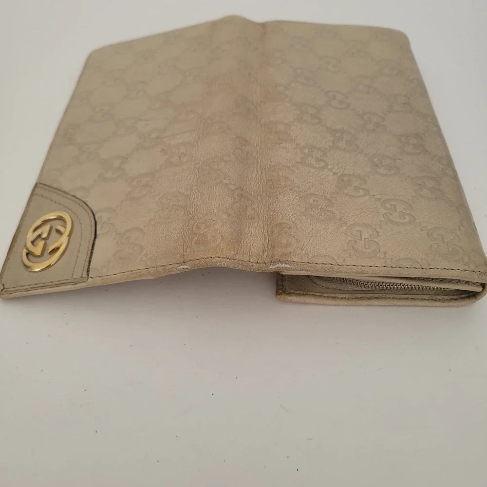 Gucci Guccissima Long Wallet Beige Leather GG Monogram Continental Flap 181593 - Picture 11 of 16